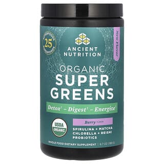 Ancient Nutrition, Super légumes verts biologiques, Baies, 189 g