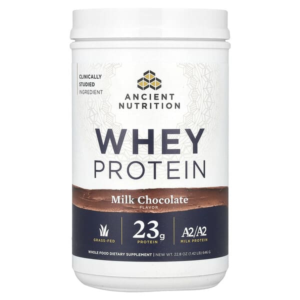 Ancient Nutrition, 유청 단백질, 밀크 초콜릿, 646g(1.42lb)
