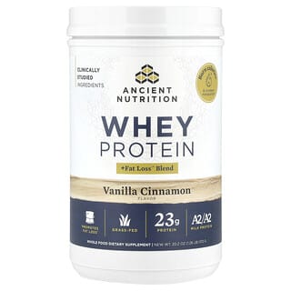 Ancient Nutrition, Whey Protein + Fat Loss Blend, Vanilla Cinnamon, 1.26 lb (572 g)