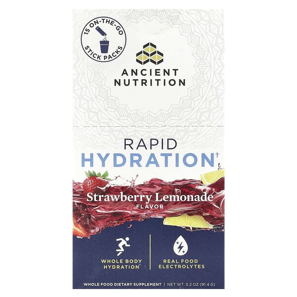 Rapid Hydration, Strawberry Lemonade, 15 On-The-Go Stick Packs, 0.2 oz (6.1 g) Each