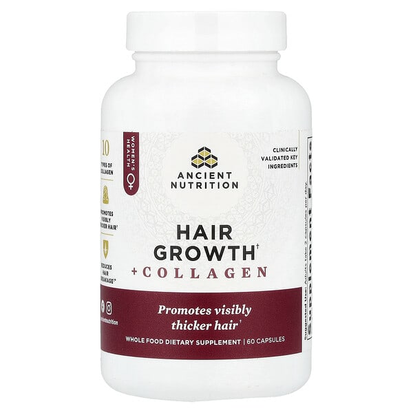 Ancient Nutrition Hair Growth + Collagen, 60 Capsules