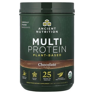 Ancient Nutrition, Suplemento multiproteico, De origen vegetal, Chocolate, 587 g (1,29 lb)