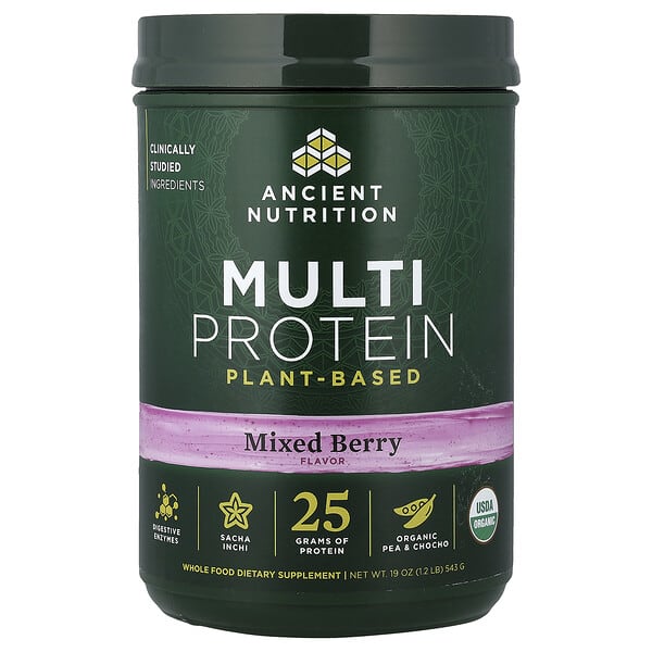 Ancient Nutrition, 멀티 프로틴, 식물성, 혼합 베리 맛, 543g(1.2lb)