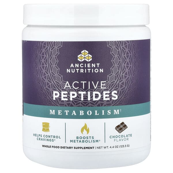 Ancient Nutrition, Активни пептиди, за метаболизъм, шоколад, 123,5 g (4,4 oz)