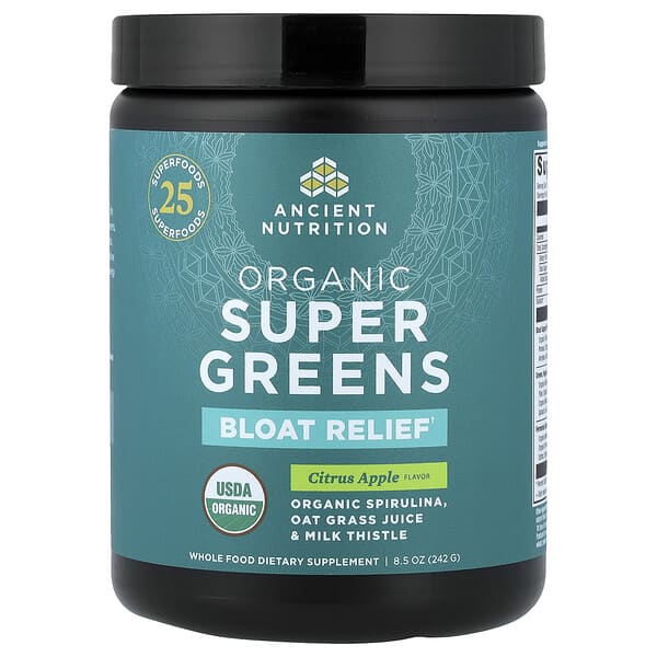Organic Super Greens, Bloat Relief, Citrus Apple, 8.5 oz (242 g)