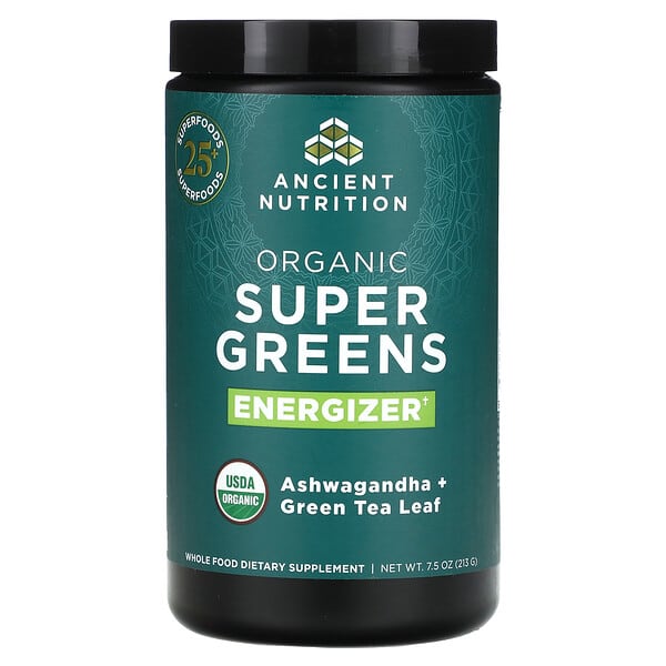 Ancient Nutrition Organic Super Greens, Energizer, 7.5 oz (213 g)
