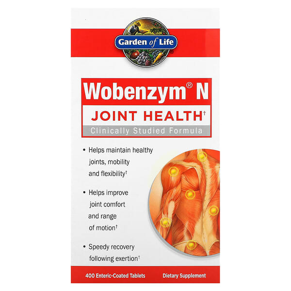 Wobenzym N, здоровье суставов, 400 таблеток, покрытых кишечнорастворимой оболочкой