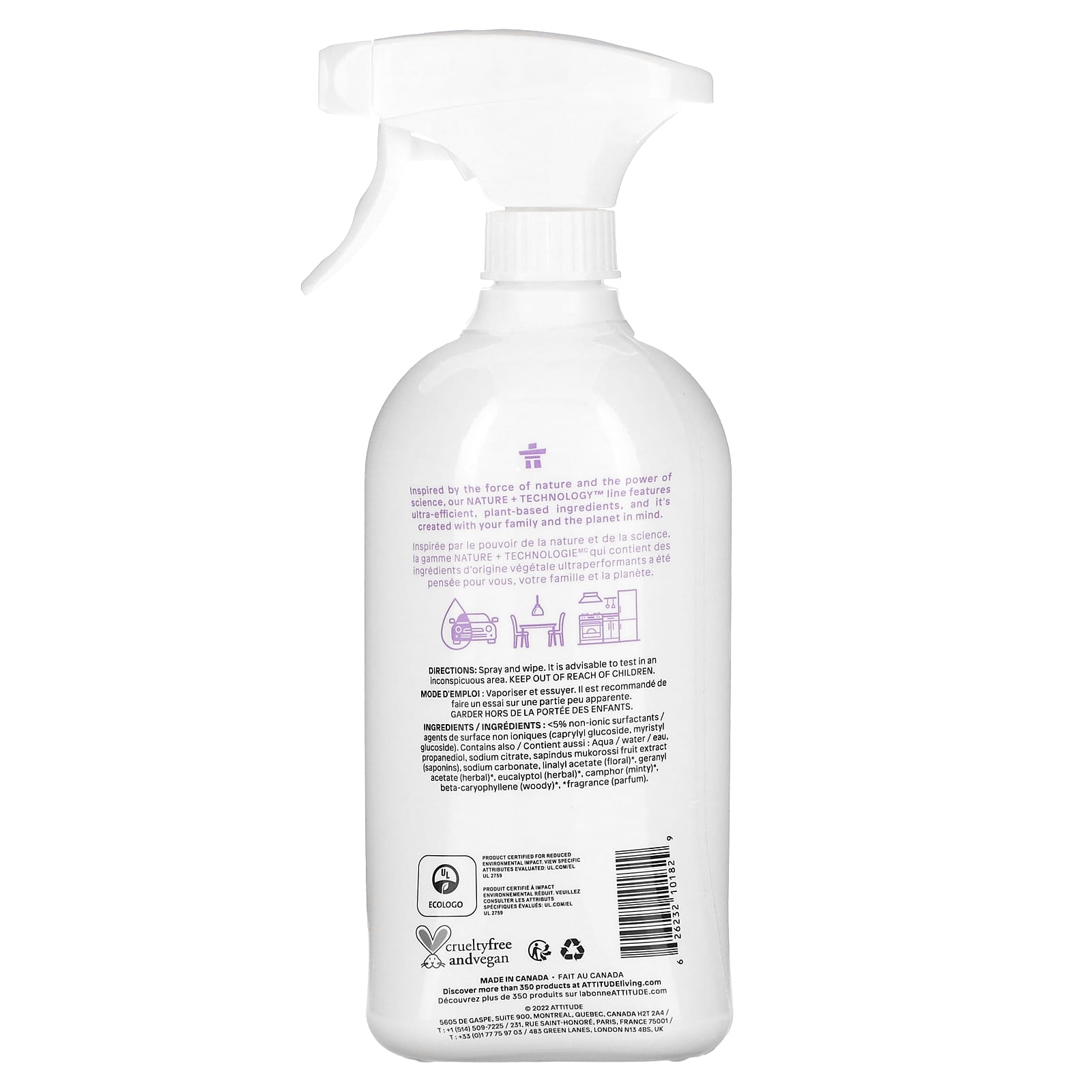 ATTITUDE, AllPurpose Cleaner, Lavender, 27.1 fl oz (800 ml)