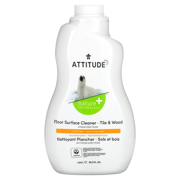 ATTITUDE (أتيتيود)‏, منظف سطح الأرضيات، للبلاط والخشب، رائحة الحمضيات، 35.2 أونصة سائلة (1.04 لتر)