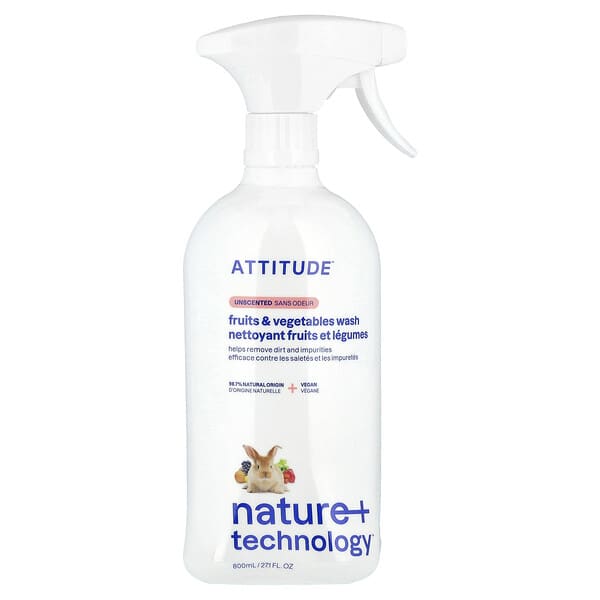 ATTITUDE, Nature + Technology™, 과일 & 채소 워시, 무향, 800ml(27.1fl oz)