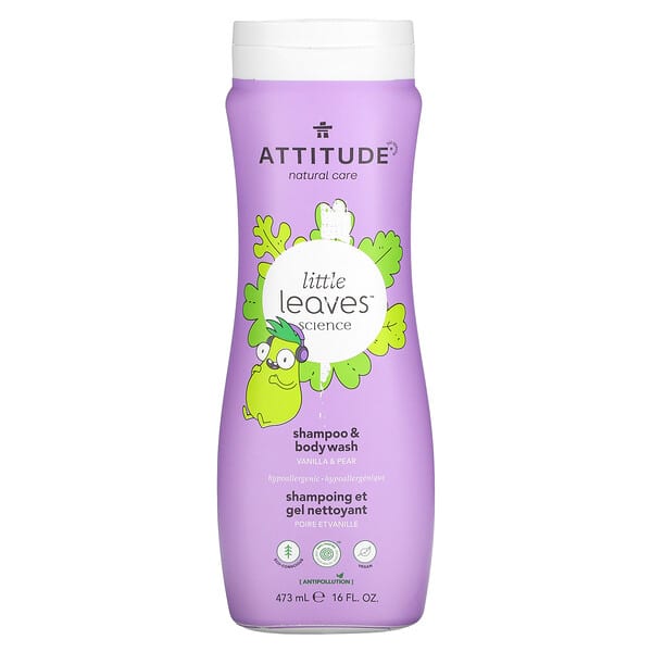 ATTITUDE, Little Leaves Science（リトルリーブスサイエンス）、2in1シャンプー＆ボディウォッシュ、バニラ＆洋梨、473ml（16液量オンス）