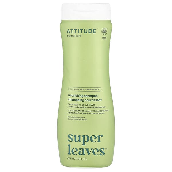ATTITUDE, Super Leaves™，滋養洗髮精，葡萄籽油和橄欖葉，16 盎司（473 毫升）