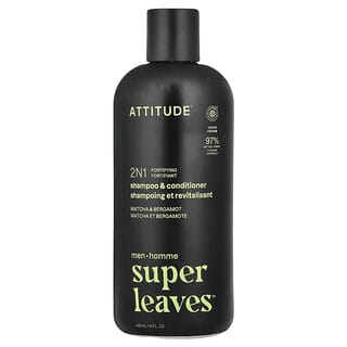 ATTITUDE, Super Leaves™, 2 N 1, укрепляющий шампунь и кондиционер для мужчин, матча и бергамот, 415 мл (14 жидк. унций)