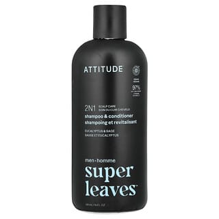 ATTITUDE, Super Leaves™, 2N1 Scalp Care, Shampoo & Conditioner, For Men, Eucalyptus & Sage, 14 fl oz (415 ml)