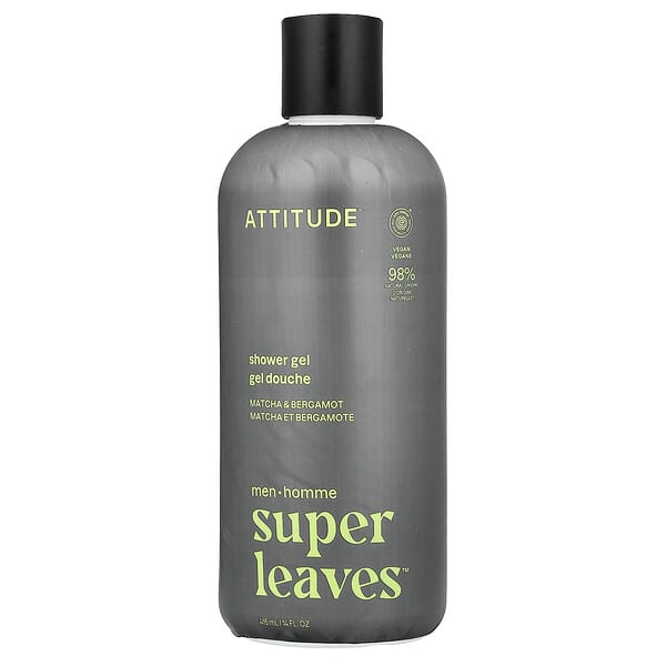 ATTITUDE, Super Leaves™, 샤워젤, 남성용, 말차 & 베르가모트, 415ml(14fl oz)