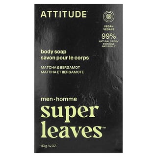 ATTITUDE, Super Leaves™, Body Bar Soap, For Men, Matcha & Bergamot, 4 oz (113 g)