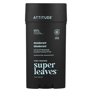 ATTITUDE, Super Leaves™, Aluminum-Free Deodorant, For Men, Eucalyptus & Sage, 2.64 oz (75 g)