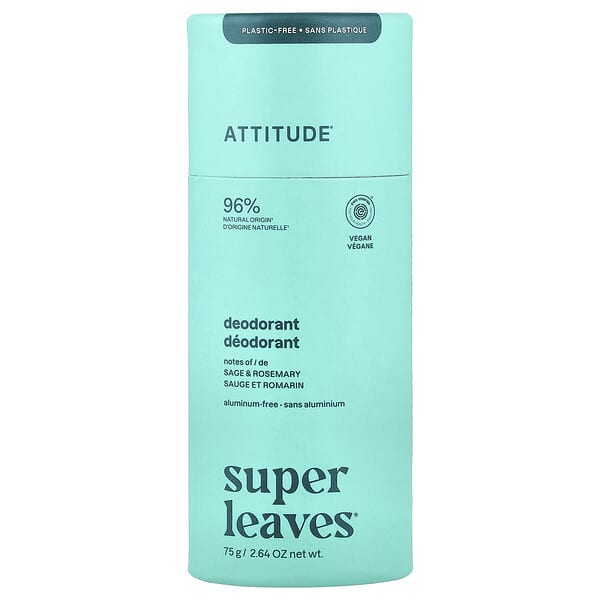 ATTITUDE, Super Leaves™, Deodoran, Sage & Rosemari, 75 g (2,64 ons)