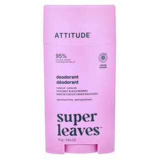 ATTITUDE, Super Leaves™, Desodorante en barra, Coco y bayas silvestres, 75 g (2,64 oz)