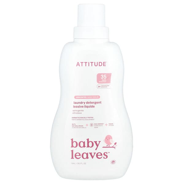 ATTITUDE, Baby Leaves™, 세탁 세제, 엑스트라 젠틀, 무향, 1.04L(35.2fl oz)