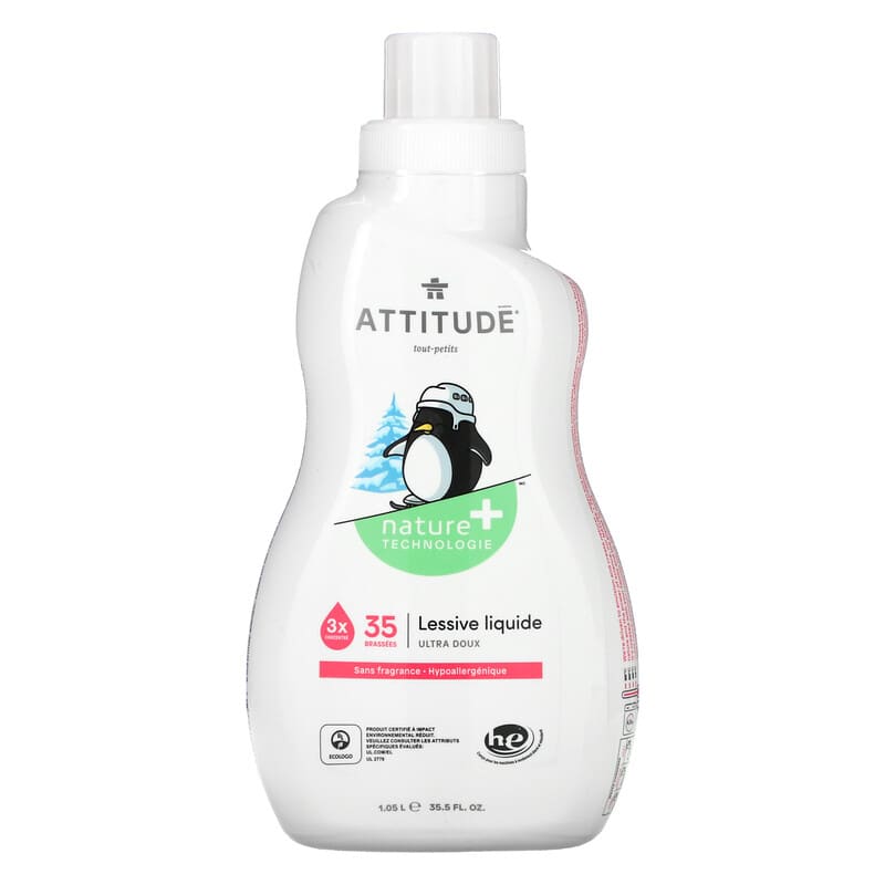 Attitude Baby Laundry Detergent, HE, 3X Concentrated, Fragrance-Free - 35.5 fl oz