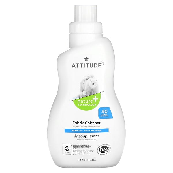 ATTITUDE, 柔軟剤、ワイルドフラワー、40回分、1L（33.8液量オンス）