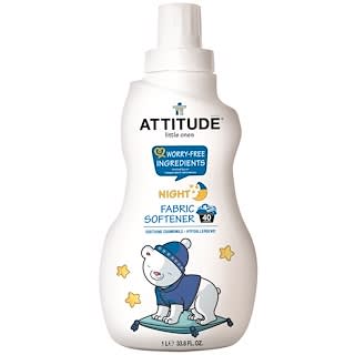 ATTITUDE, Little Ones, Fabric Softener, Night, Soothing Chamomile, 40 Loads,, 33.8 fl oz (1 l)