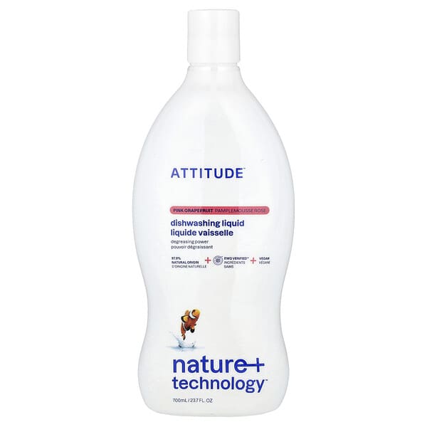 ATTITUDE, Nature + Technology™, 액체 주방 세제, 핑크 자몽, 700ml(23.7fl oz)