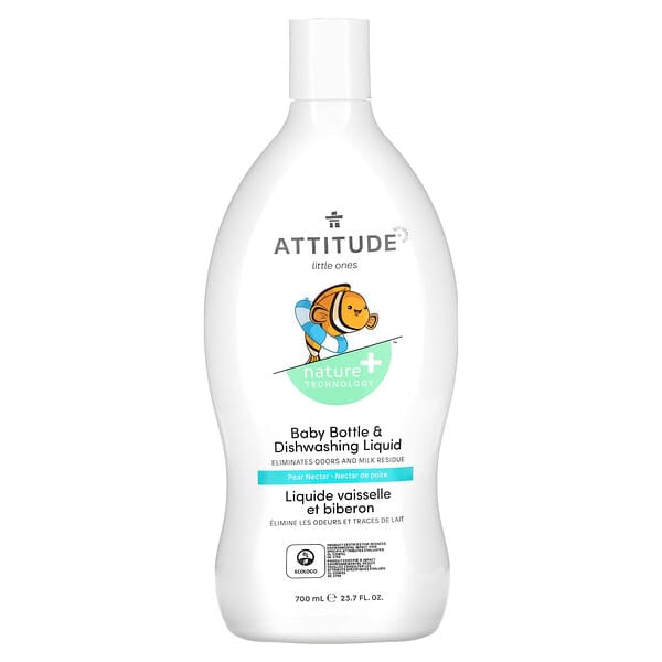 ATTITUDE, リトルワン、ベビーボトル＆ディッシュウォッシュリキッド、洋ナシネクター、700ml（23.7液量オンス）