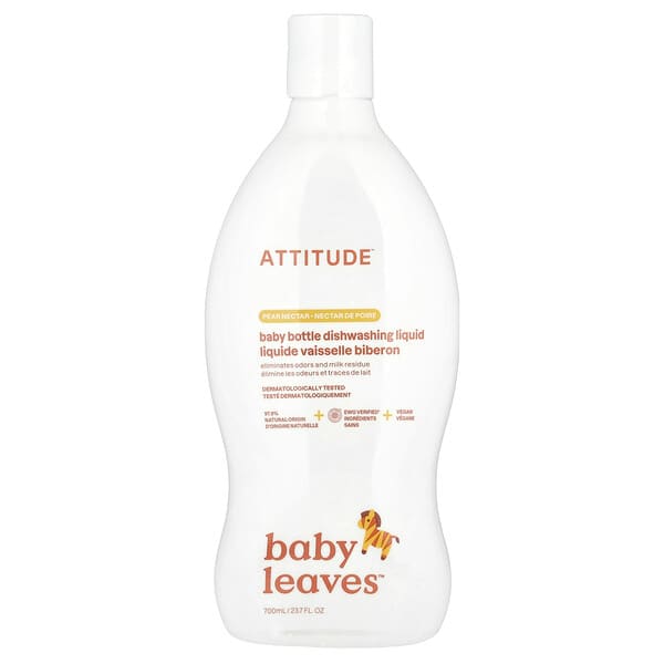 ATTITUDE, Baby Leaves™, 젖병용 주방 세제, 배 과즙, 700ml(23.7fl oz)