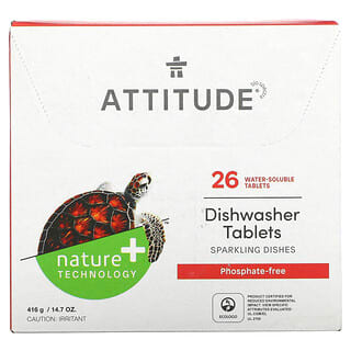 ATTITUDE, Dishwasher Tablets, 26 Water-Soluble Tablets