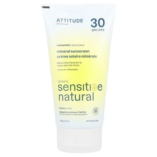 ATTITUDE, Protetor Solar Mineral, Natural e Sensível à Aveia, FPS 30, Inodoro, 150 g (5,2 oz)