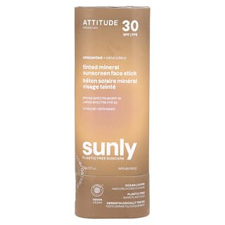 ATTITUDE, Tinted Mineral Sunscreen Face Stick, SPF 30, Unscented, 0.7 oz (20 g)