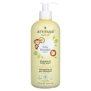ATTITUDE, Baby Leaves Science, Champú y gel de ducha, Néctar de pera, 473 ml (16 oz. Líq.)