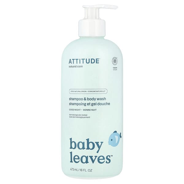 ATTITUDE, Baby Leaves™，洗髮精和沐浴露，晚安，16 液量盎司（473 毫升）