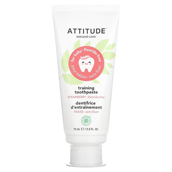 ATTITUDE‏, Baby, Training Toothpaste, Fluoride Free, Strawberry, 2.5 fl oz, (75 mL)