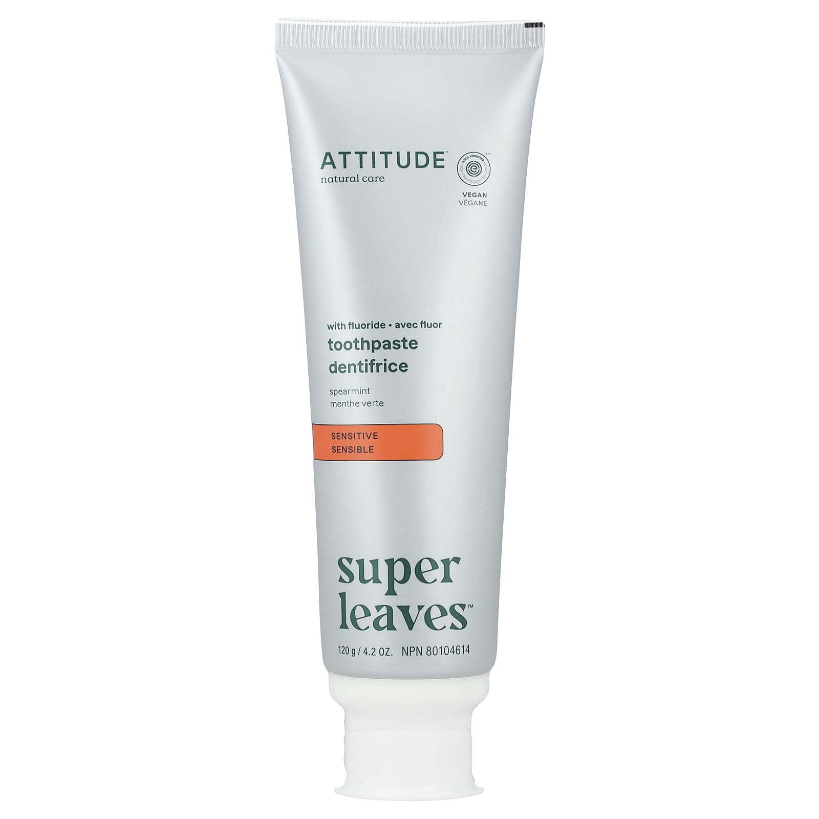 ATTITUDE, Super Leaves ™, зубная паста для чувствительной кожи, мята, 120 г (4,2 унции)