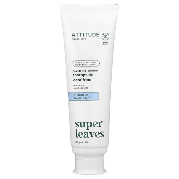 ATTITUDE, Super Leaves™，無氟潔白牙膏，薄荷味，4.2 盎司（120 克）
