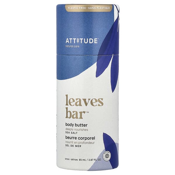 ATTITUDE, Leaves Bar™, 바디 버터 스틱, 바다 소금, 85ml(2.87fl oz)