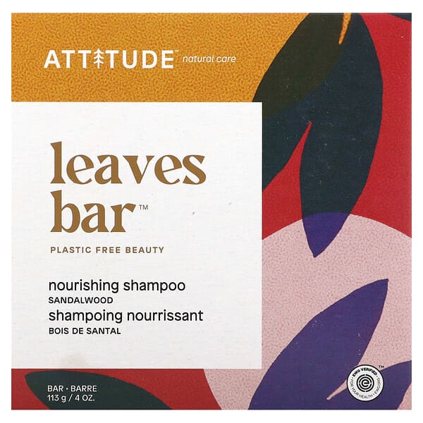 ATTITUDE, Leaves Bar, Nourishing Shampoo Bar, Sandalwood, 4 oz (113 g)