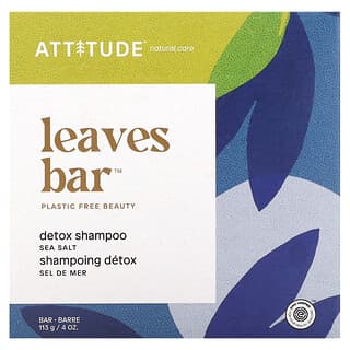 ATTITUDE, Leaves Bar, Shampooing détoxifiant, Sel de mer, 113 g