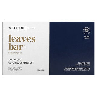ATTITUDE, Leaves Bar, Body Bar Soap, Sage & Rosemary, 4 oz (113 g)