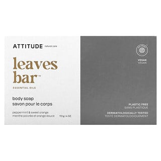 ATTITUDE, Leaves Bar, Body Bar Soap, Peppermint & Sweet Orange, 4 oz (113 g)