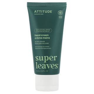 ATTITUDE, Super Leaves Science, Crema para manos, Hojas de olivo, 75 ml (2,5 oz. Líq.)