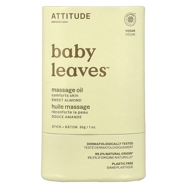 ATTITUDE, Baby Leaves™, 마사지 오일 스틱, 스위트 아몬드, 30g(1oz)