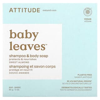 ATTITUDE, Baby Leaves, Shampoo & Body Bar Soap, Sweet Almond, 3 oz (85 g)