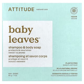 ATTITUDE, Baby Leaves™, Shampoo & Body Bar Soap, Sweet Almond, 3 oz (85 g)