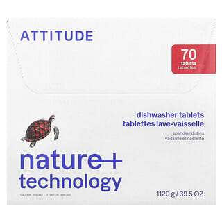 ATTITUDE, Dishwasher Tabs, Spülmaschinentabs, 70 Tabletten, 1.120 g (39,5 oz.)