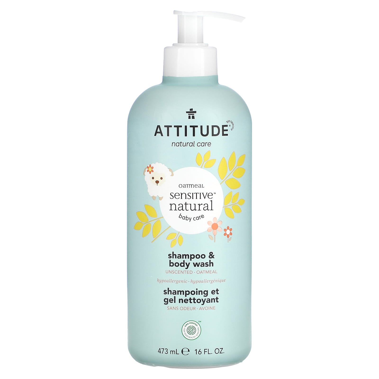ATTITUDE, Baby, Oatmeal Sensitive Natural Care, Shampoo & Body Wash