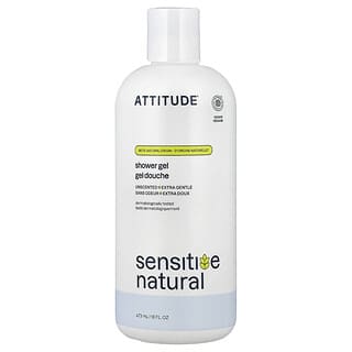 ATTITUDE, Sensitive Natural, Gel de ducha, Sin fragancia, 473 ml (16 oz. líq.)